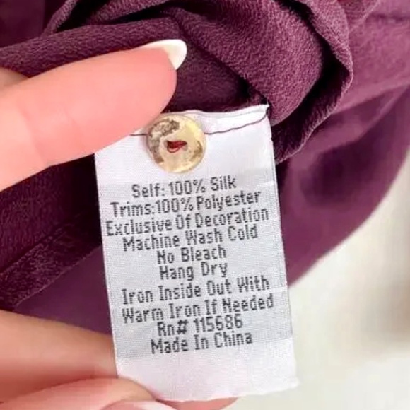 JOHNNY WAS Purple Floral Embroidered Long Sleeve Silk Top Small - Picture 9 of 12